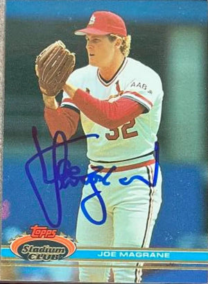 Joe Magrane Signed 1991 Stadium Club Baseball Card - St Louis Cardinals