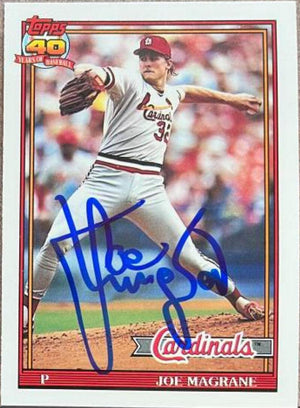Joe Magrane Signed 1991 Topps Tiffany Baseball Card - St Louis Cardinals - PastPros