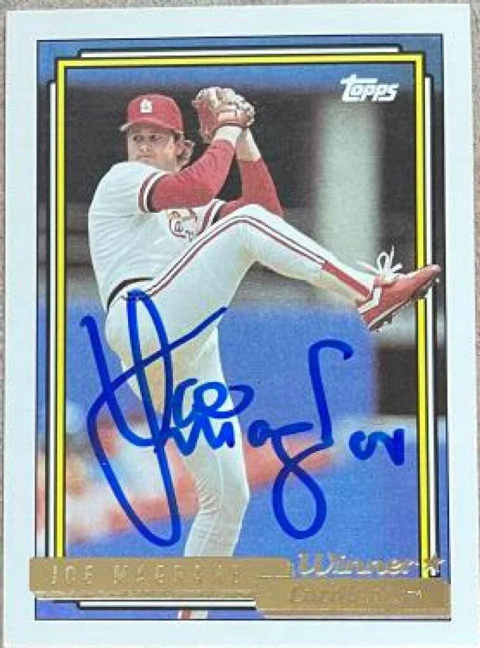 Joe Magrane Signed 1992 Topps Gold Winner Baseball Card - St Louis Cardinals