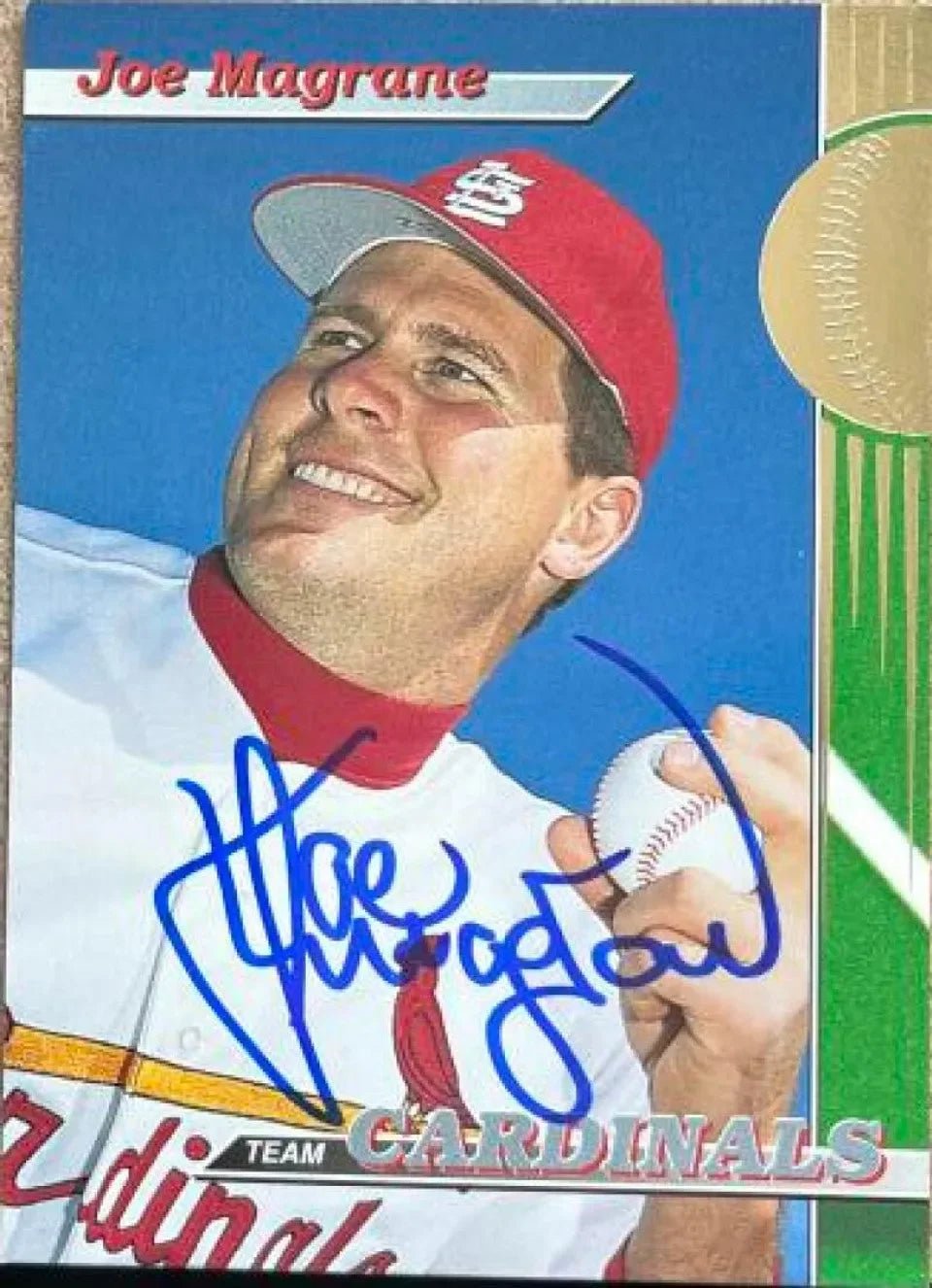 Joe Magrane Signed 1993 Stadium Club Team Baseball Card - St Louis Cardinals