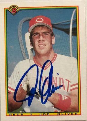 Joe Oliver Signed 1990 Bowman Baseball Card - Cincinnati Reds