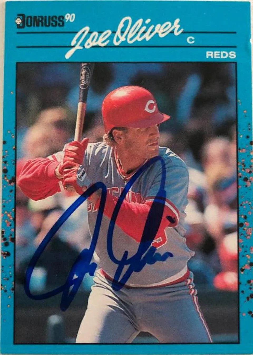 Joe Oliver Signed 1990 Donruss Best of NL Baseball Card - Cincinnati Reds