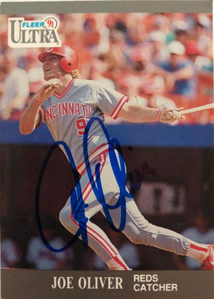 Joe Oliver Signed 1991 Fleer Ultra Baseball Card - Cincinnati Reds - PastPros