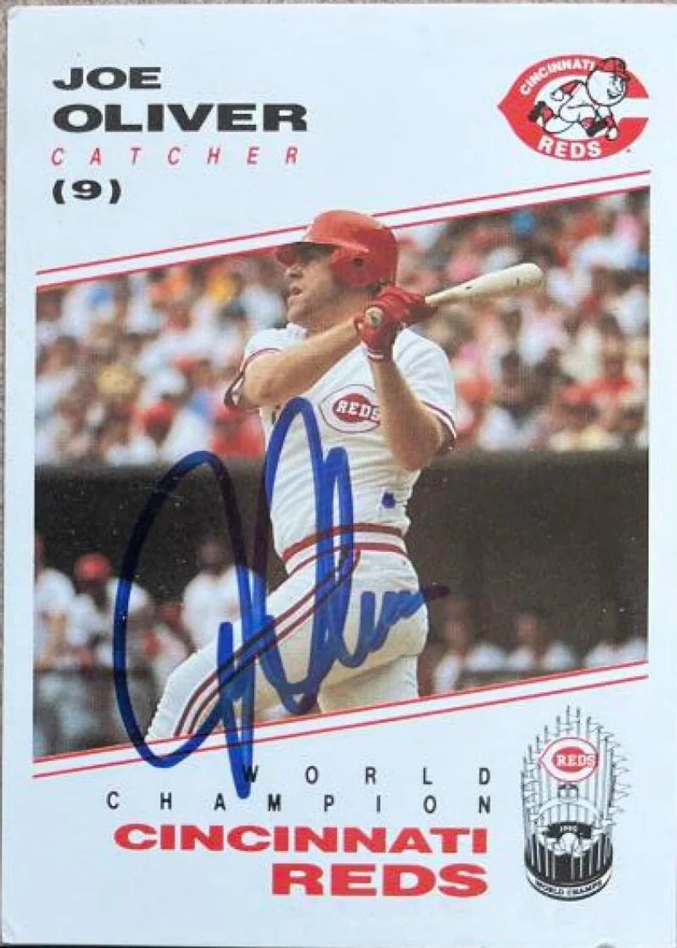 Joe Oliver Signed 1991 Kahn's Baseball Card - Cincinnati Reds