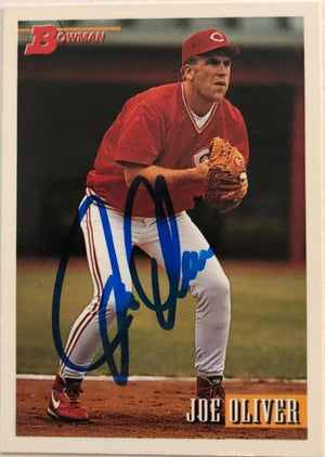 Joe Oliver Signed 1993 Bowman Baseball Card - Cincinnati Reds