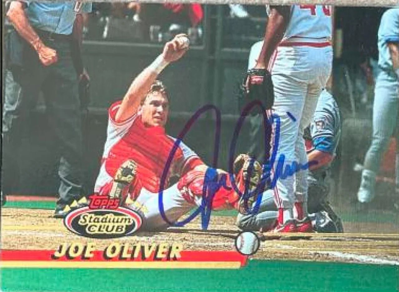 Joe Oliver Signed 1993 Stadium Club Baseball Card - Cincinnati Reds