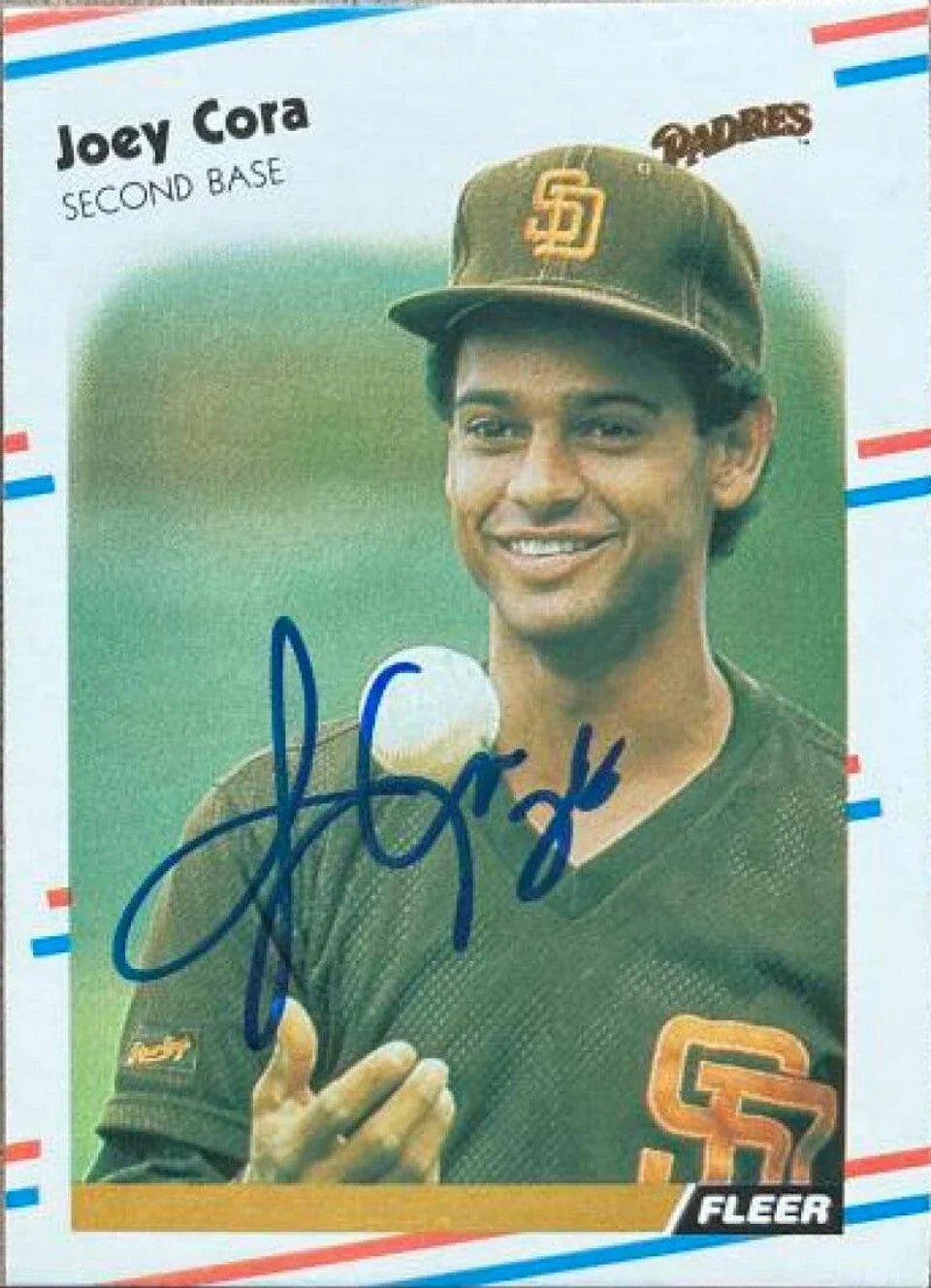 Joey Cora Signed 1988 Fleer Baseball Card - San Diego Padres