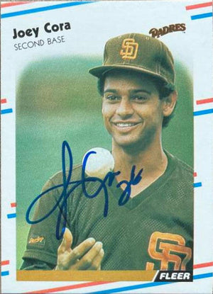Joey Cora Signed 1988 Fleer Baseball Card - San Diego Padres - PastPros