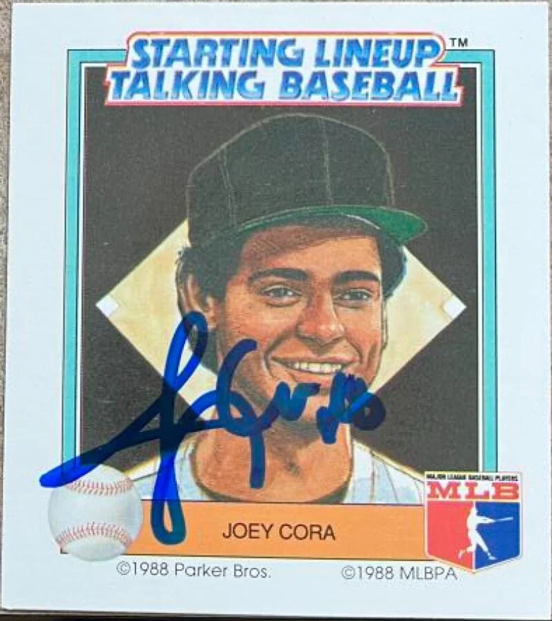 Joey Cora Signed 1988 Parker Bros Starting Lineup Talking Baseball Card - San Diego Padres