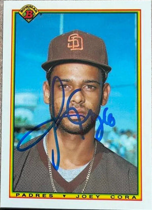 Joey Cora Signed 1990 Bowman Tiffany Baseball Card - San Diego Padres