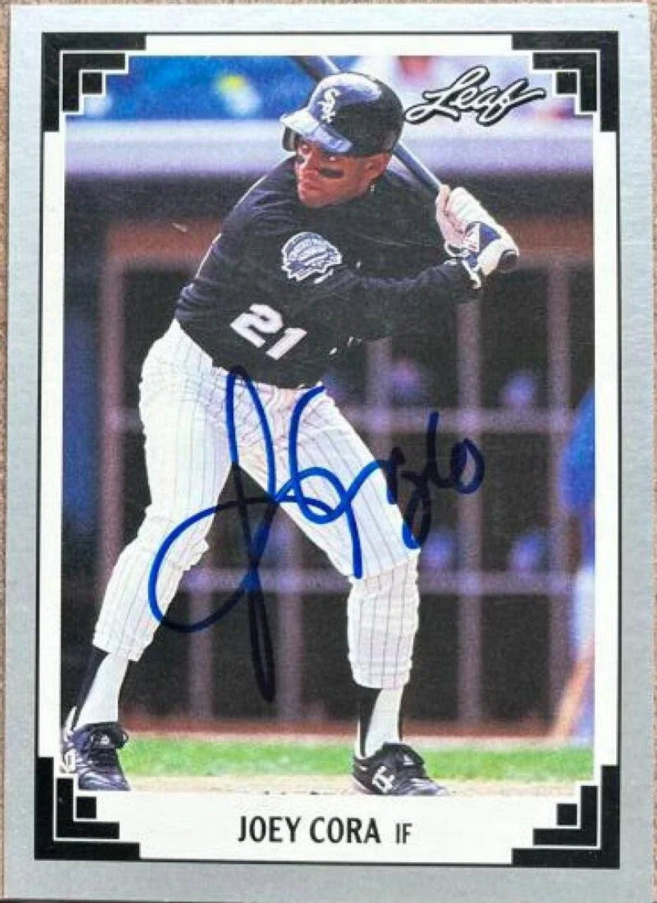 Joey Cora Signed 1991 Leaf Baseball Card - Chicago White Sox