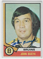John Bucyk Signed 1974-75 Topps Hockey Card - Boston Bruins