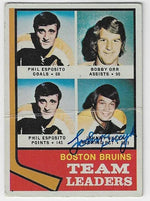 John Bucyk Signed 1974-75 Topps Leaders Hockey Card - Boston Bruins
