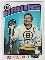 John Bucyk Signed 1976-77 Topps Hockey Card - Boston Bruins