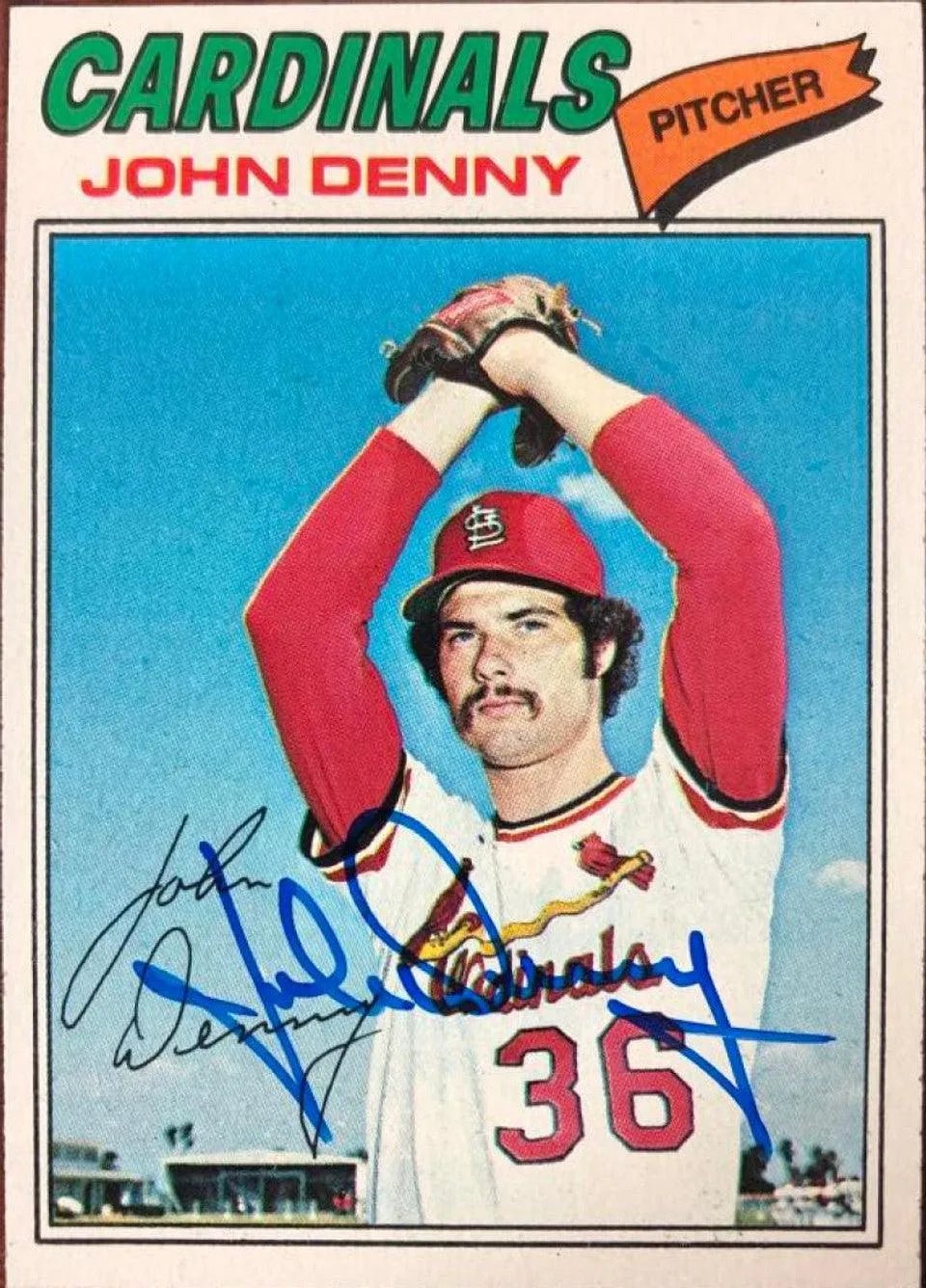 John Denny Signed 1977 Topps Baseball Card - St Louis Cardinals