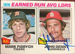John Denny Signed 1977 Topps Leaders Baseball Card - St Louis Cardinals