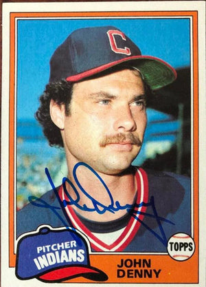 John Denny Signed 1981 Topps Baseball Card - Cleveland Indians