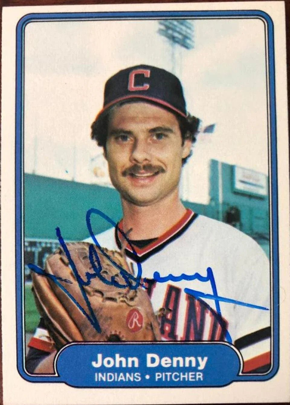 John Denny Signed 1982 Fleer Baseball Card - Cleveland Indians