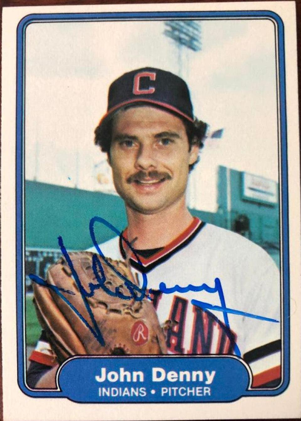 John Denny Signed 1982 Fleer Baseball Card - Cleveland Indians - PastPros