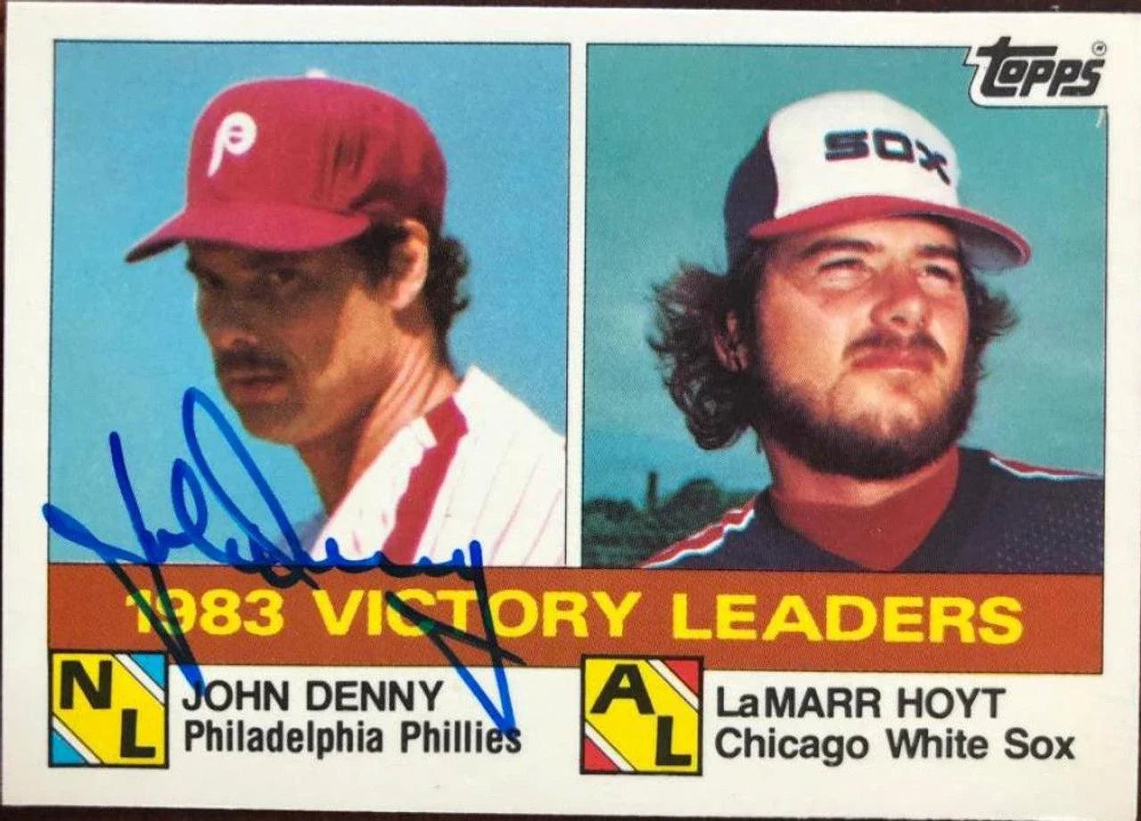 John Denny Signed 1984 Topps Tiffany Leaders Baseball Card - Philadelphia Phillies