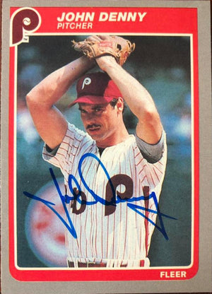 John Denny Signed 1985 Fleer Baseball Card - Philadelphia Phillies - PastPros