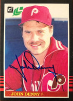 John Denny Signed 1985 Leaf Baseball Card - Philadelphia Phillies