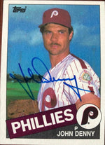 John Denny Signed 1985 Topps Baseball Card - Philadelphia Phillies