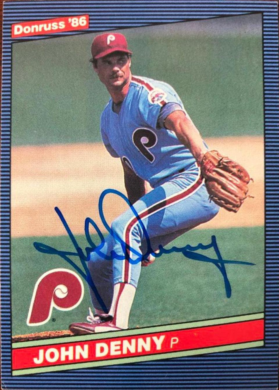 John Denny Signed 1986 Donruss Baseball Card - Philadelphia Phillies - PastPros