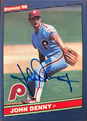John Denny Signed 1986 Donruss Baseball Card - Philadelphia Phillies - PastPros