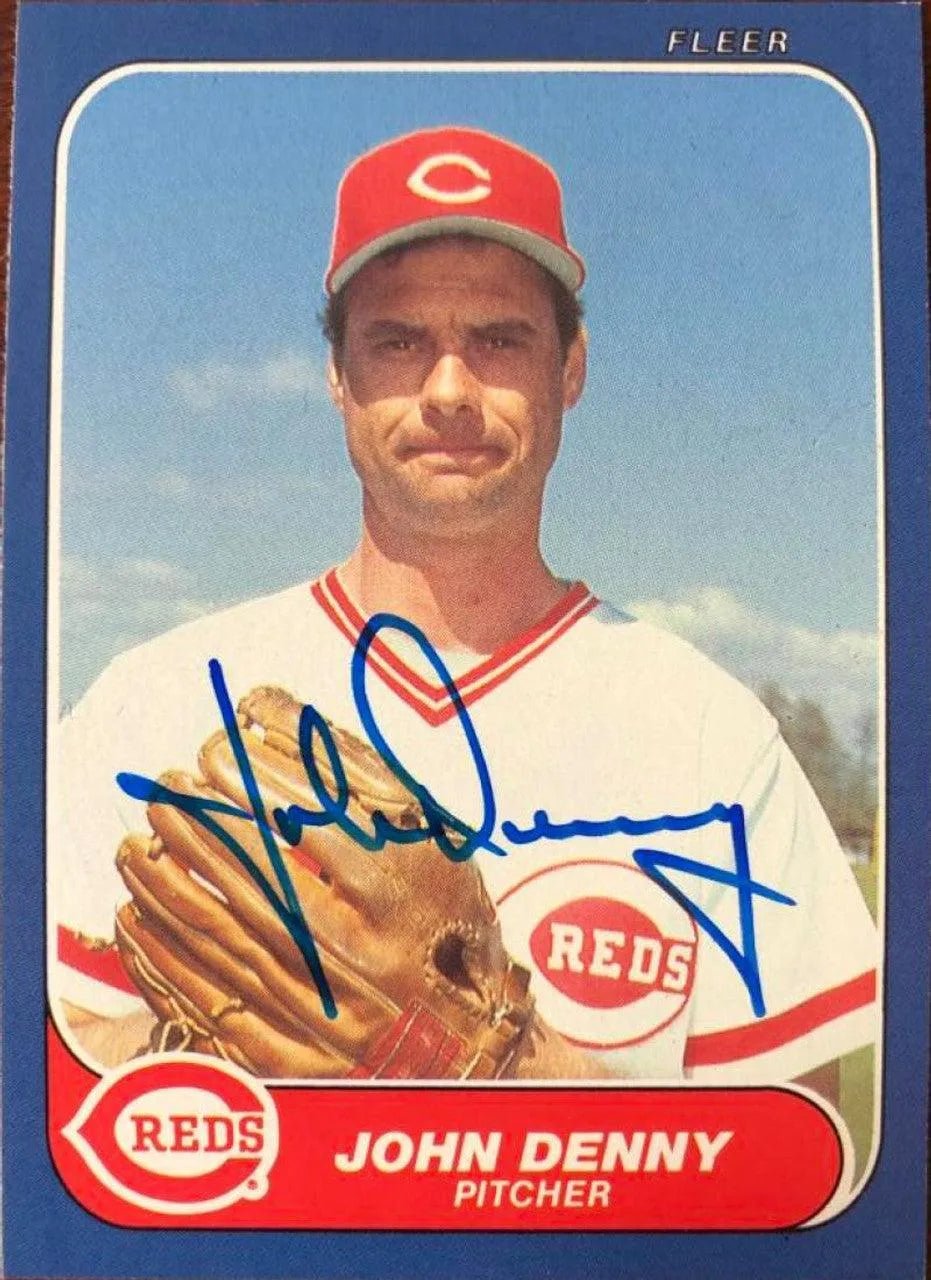 John Denny Signed 1986 Fleer Update Baseball Card - Cincinnati Reds