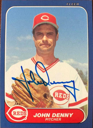 John Denny Signed 1986 Fleer Update Baseball Card - Cincinnati Reds - PastPros