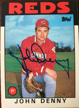 John Denny Signed 1986 Topps Traded Baseball Card - Cincinnati Reds - PastPros