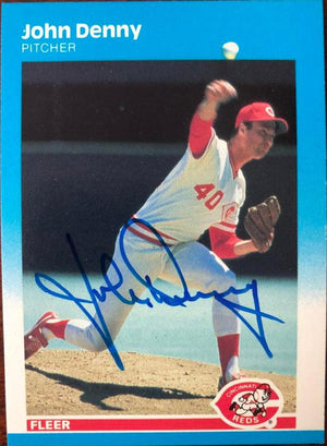 John Denny Signed 1987 Fleer Baseball Card - Cincinnati Reds - PastPros