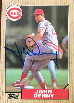 John Denny Signed 1987 Topps Baseball Card - Cincinnati Reds - PastPros