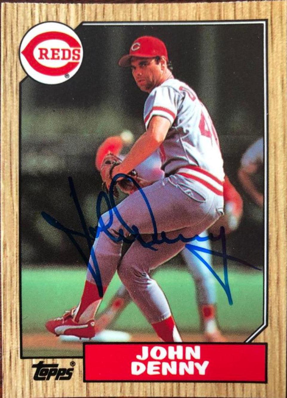 John Denny Signed 1987 Topps Tiffany Baseball Card - Cincinnati Reds - PastPros