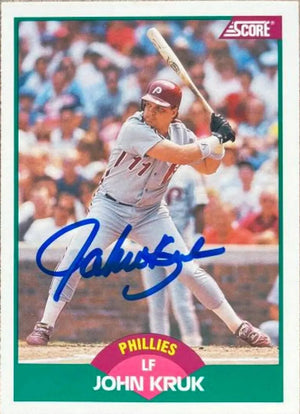 John Kruk Signed 1989 Score Rookie & Traded Baseball Card - Philadelphia Phillies - PastPros