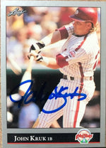 John Kruk Signed 1992 Leaf Previews Baseball Card - Philadelphia Phillies