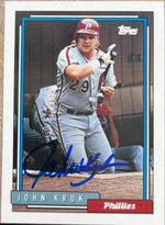 John Kruk Signed 1992 Topps Baseball Card - Philadelphia Phillies
