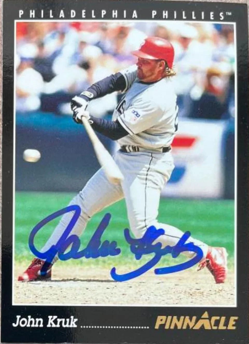 John Kruk Signed 1993 Pinnacle Baseball Card - Philadelphia Phillies