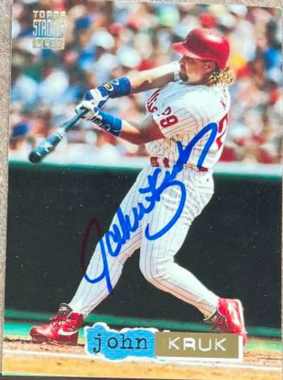 John Kruk Signed 1994 Stadium Club Dugout Dirt Baseball Card - Philadelphia Phillies