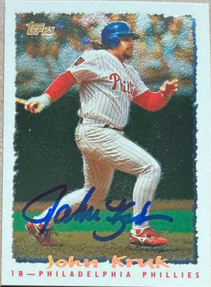 John Kruk Signed 1995 Topps Cyberstats Baseball Card - Philadelphia Phillies - PastPros