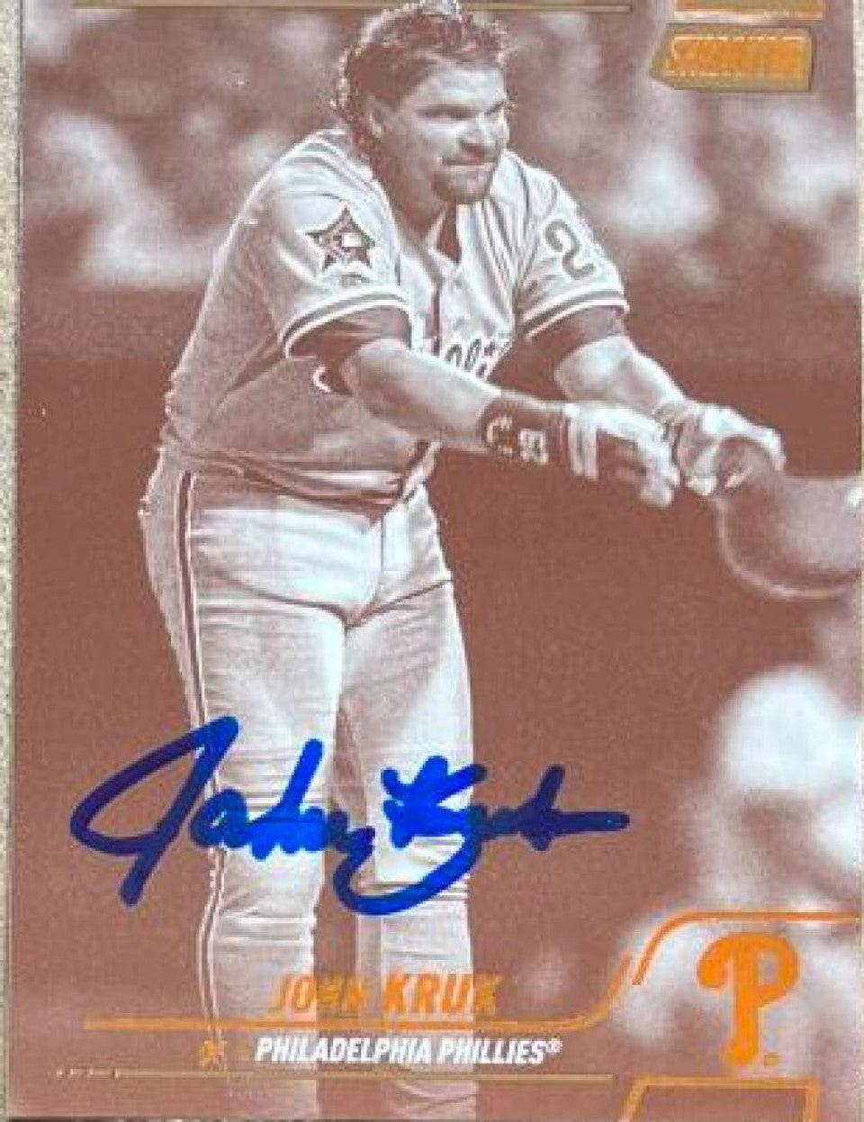 John Kruk Signed 2022 Stadium Club Sepia Baseball Card - Philadelphia Phillies - PastPros