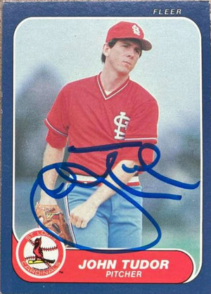John Tudor Signed 1986 Fleer Baseball Card - St Louis Cardinals