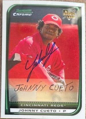 Johnny Cueto Signed 2008 Bowman Chrome Baseball Card - Cincinnati Reds - PastPros