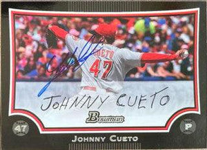 Johnny Cueto Signed 2009 Bowman Baseball Card - Cincinnati Reds - PastPros