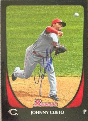 Johnny Cueto Signed 2011 Bowman Baseball Card - Cincinnati Reds - PastPros
