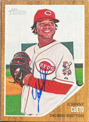 Johnny Cueto Signed 2011 Topps Heritage Baseball Card - Cincinnati Reds - SP - PastPros