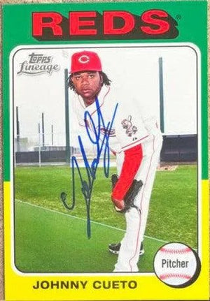 Johnny Cueto Signed 2011 Topps Lineage 75 Mini Baseball Card - Cincinnati Reds