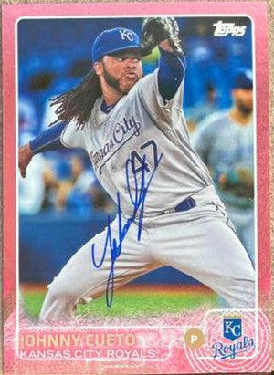 Johnny Cueto Signed 2015 Topps Update Mother's Day Pink Baseball Card - Kansas City Royals - PastPros