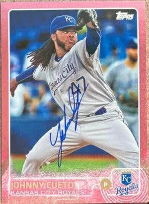 Johnny Cueto Signed 2015 Topps Update Mother's Day Pink Baseball Card - Kansas City Royals